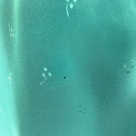 Vintage Liz Claiborne Button Up V Neck Ruffle Blouse Embossed Turquoise - Picture 10 of 12